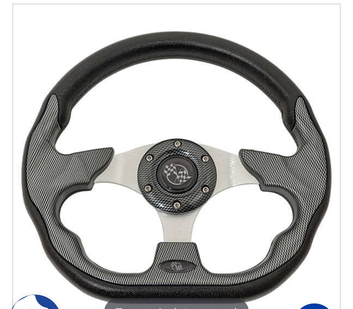 EZGO Carbon-Fibre-Style Rally Steering Wheel Kit - Black Adaptor