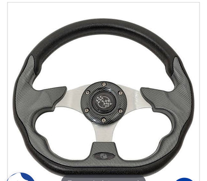 EZGO Carbon-Fibre-Style Rally Steering Wheel Kit - Black Adaptor