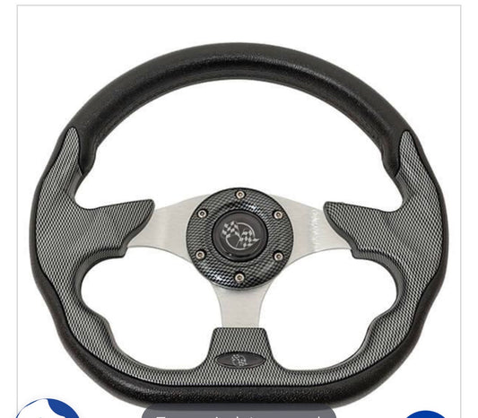 EZGO Carbon-Fibre-Style Rally Steering Wheel Kit - Black Adaptor